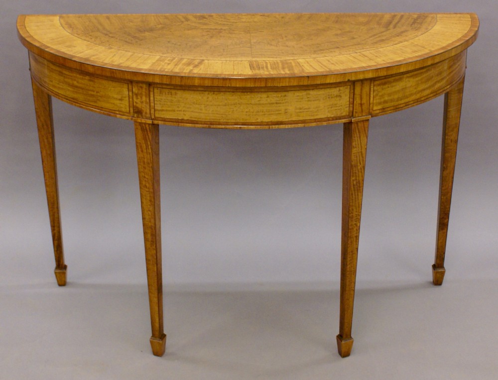 A satinwood demi lune console table View II