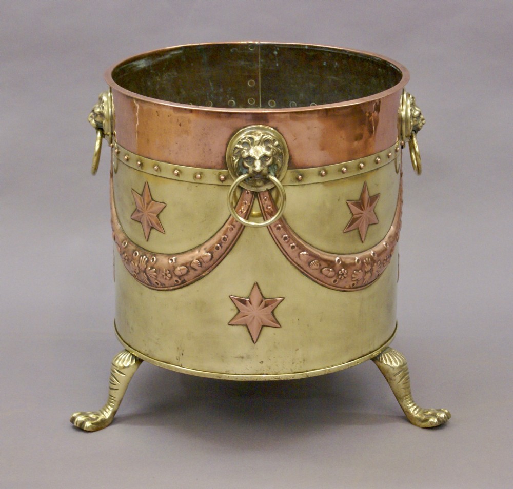 A 19th C copper & brass log bin View II