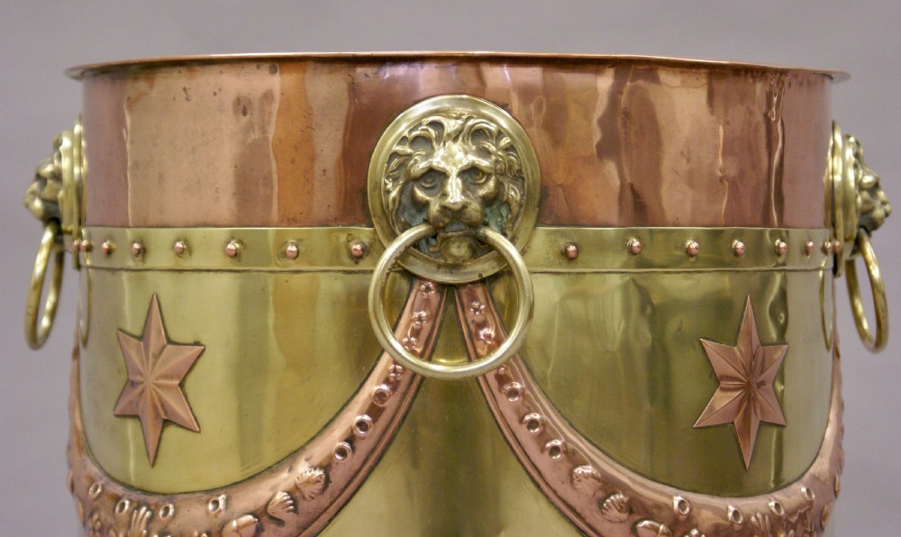 A 19th C copper & brass log bin View III