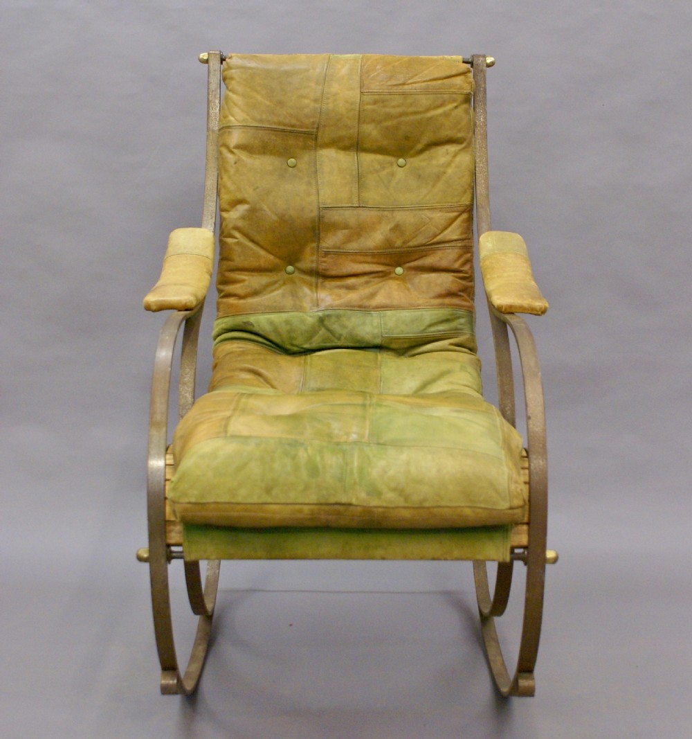 A steel and leather rocking chair by R.W.Winfield. View III