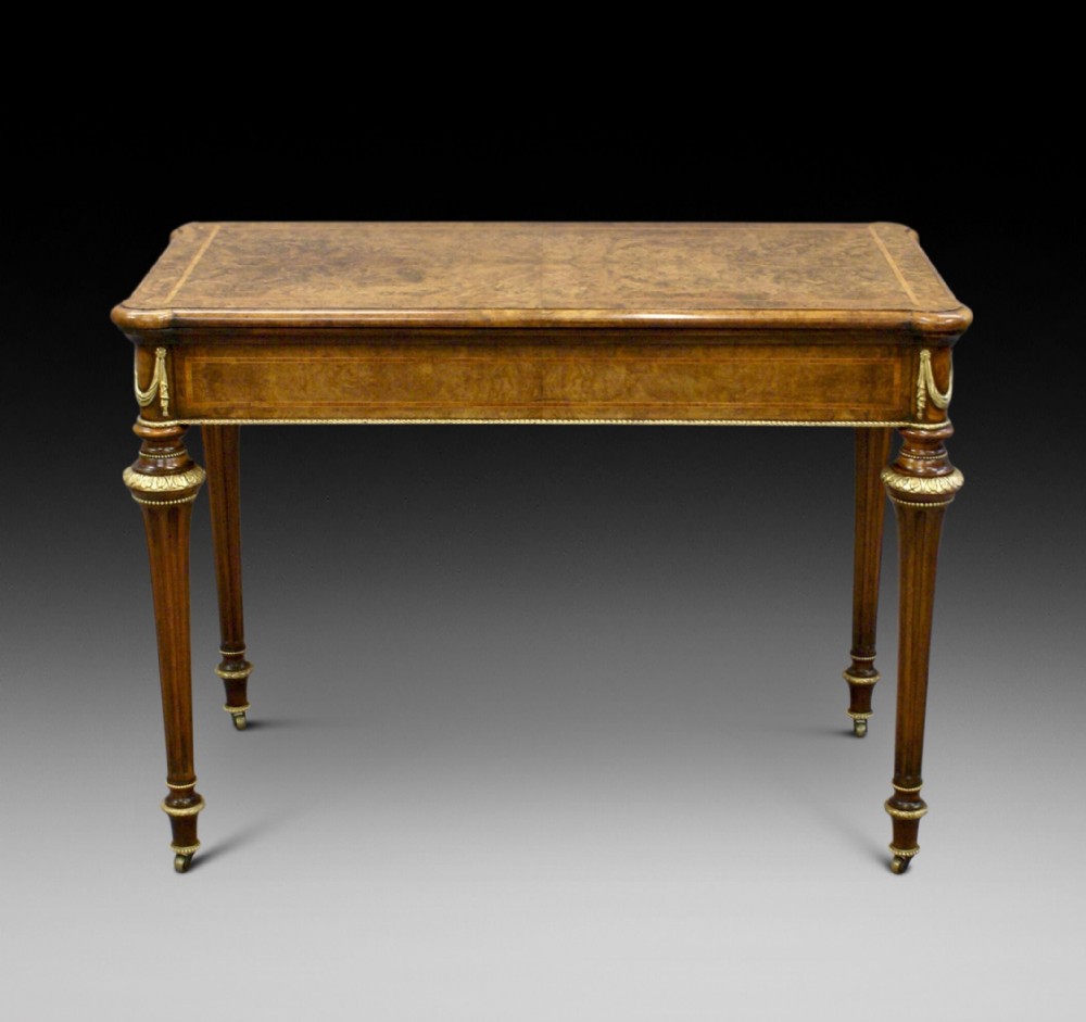 A very fine walnut & ormolu card table