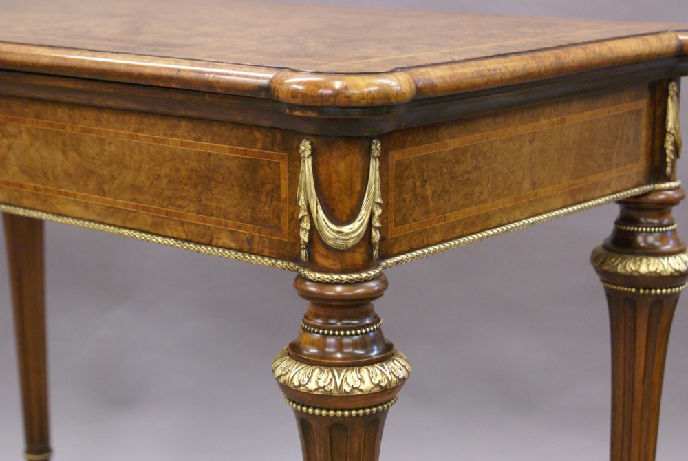 A very fine walnut & ormolu card table View II