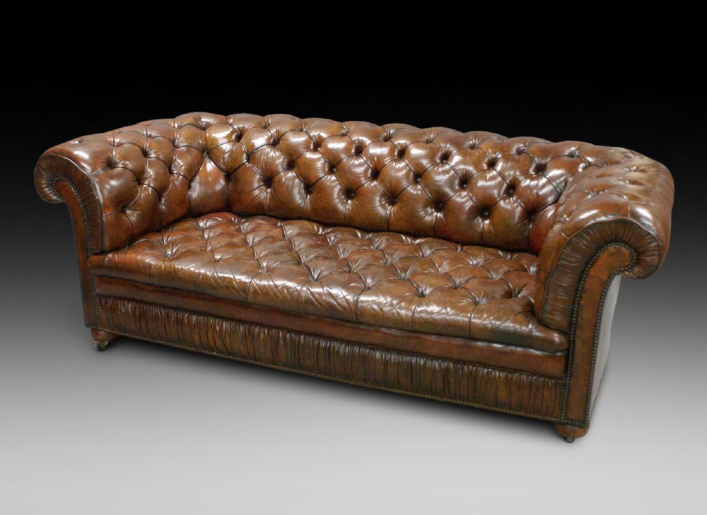 An early 20th C leather chesterfield
