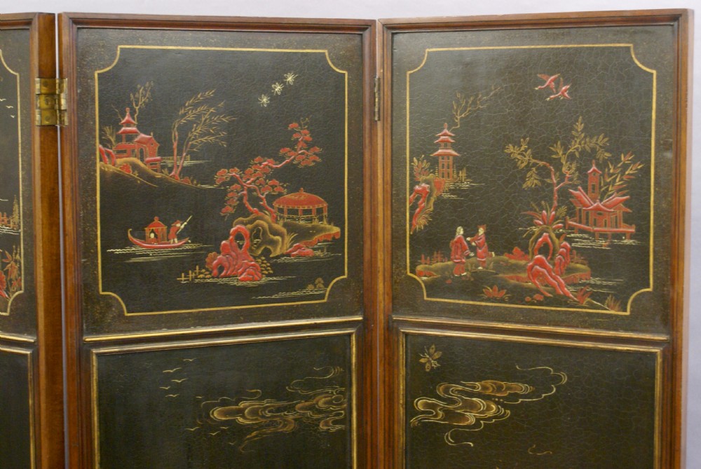A Chinoserie 4 fold screen View IV