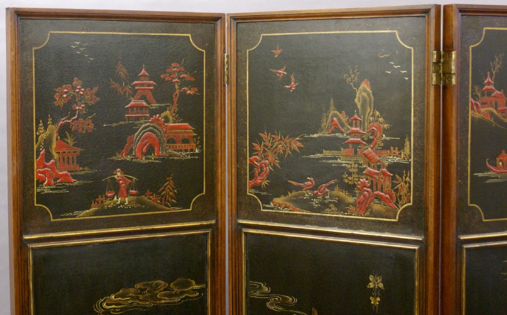 A Chinoserie 4 fold screen View V