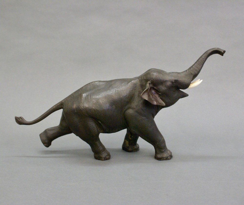Meiji period Japanese bronze elephant, signed View II