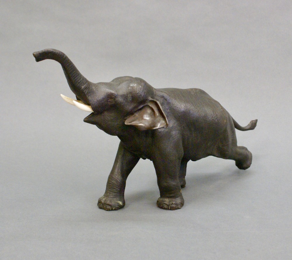 Meiji period Japanese bronze elephant, signed View III