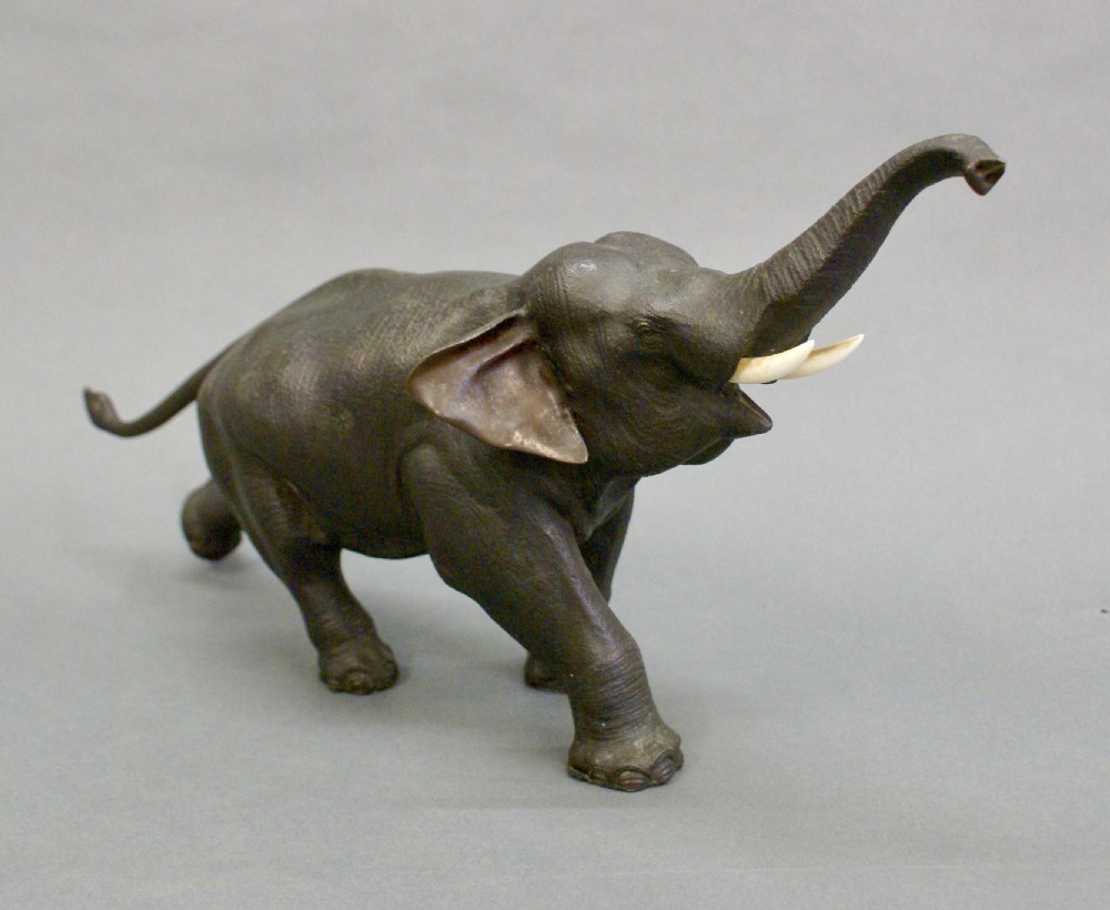 Meiji period Japanese bronze elephant, signed View IV