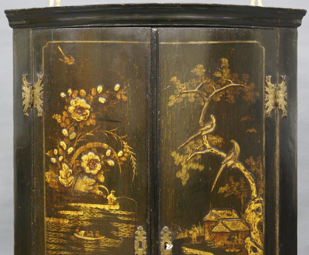 George II Bow Fronted Lacquer Corner Cupboard View II