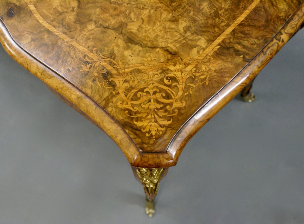 A burl walnut, inlaid and ormolu mounted card table View II