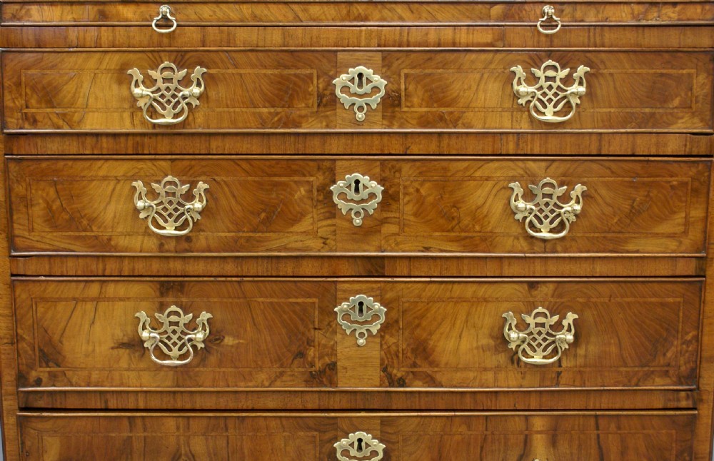 George II figured walnut chest of drawers View II