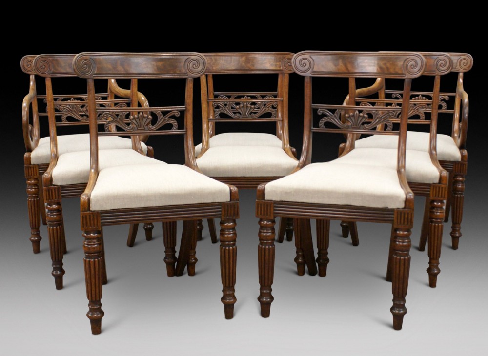 A fine set of 8, Scottish Regency dining chairs