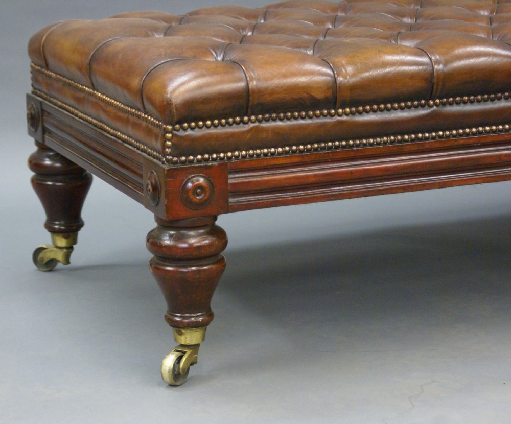 A very large Victorian leather upholstered stool View IV