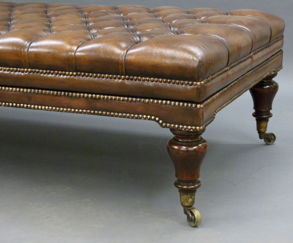 A very large leather upholstered stool View V