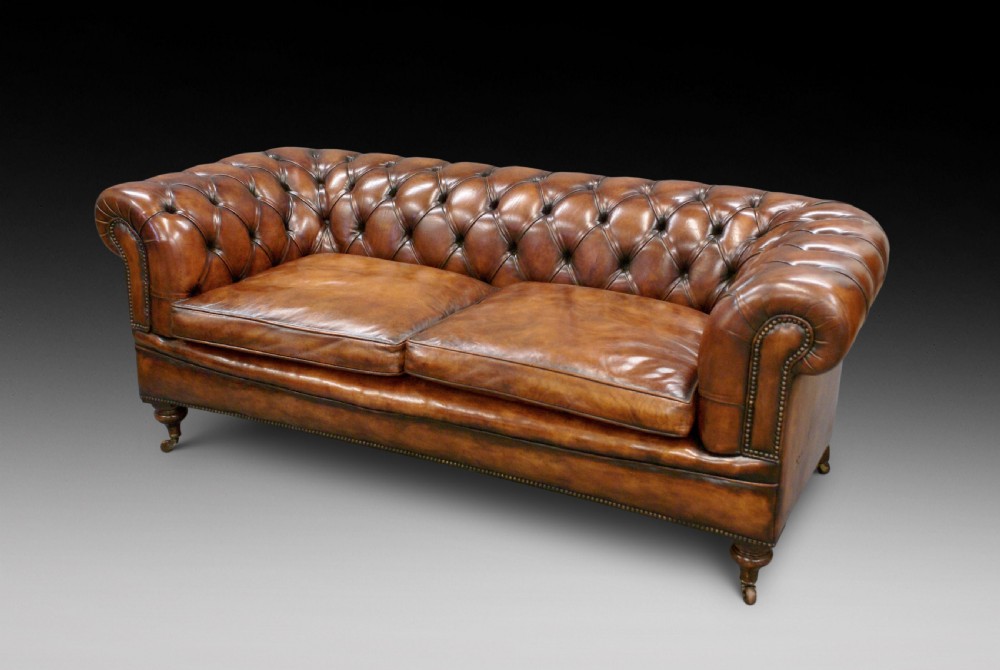 A Victorian leather chesterfield