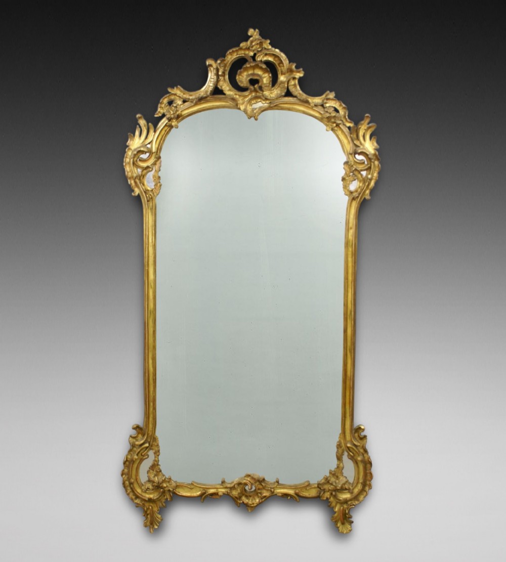 A very large 19thC gilt frame wall mirror