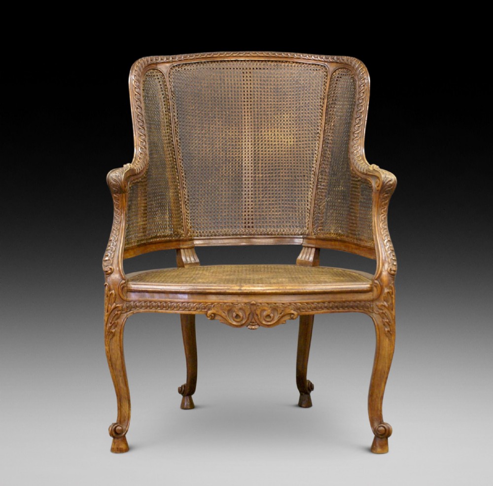 A 19th C French  walnut Bergere Chair