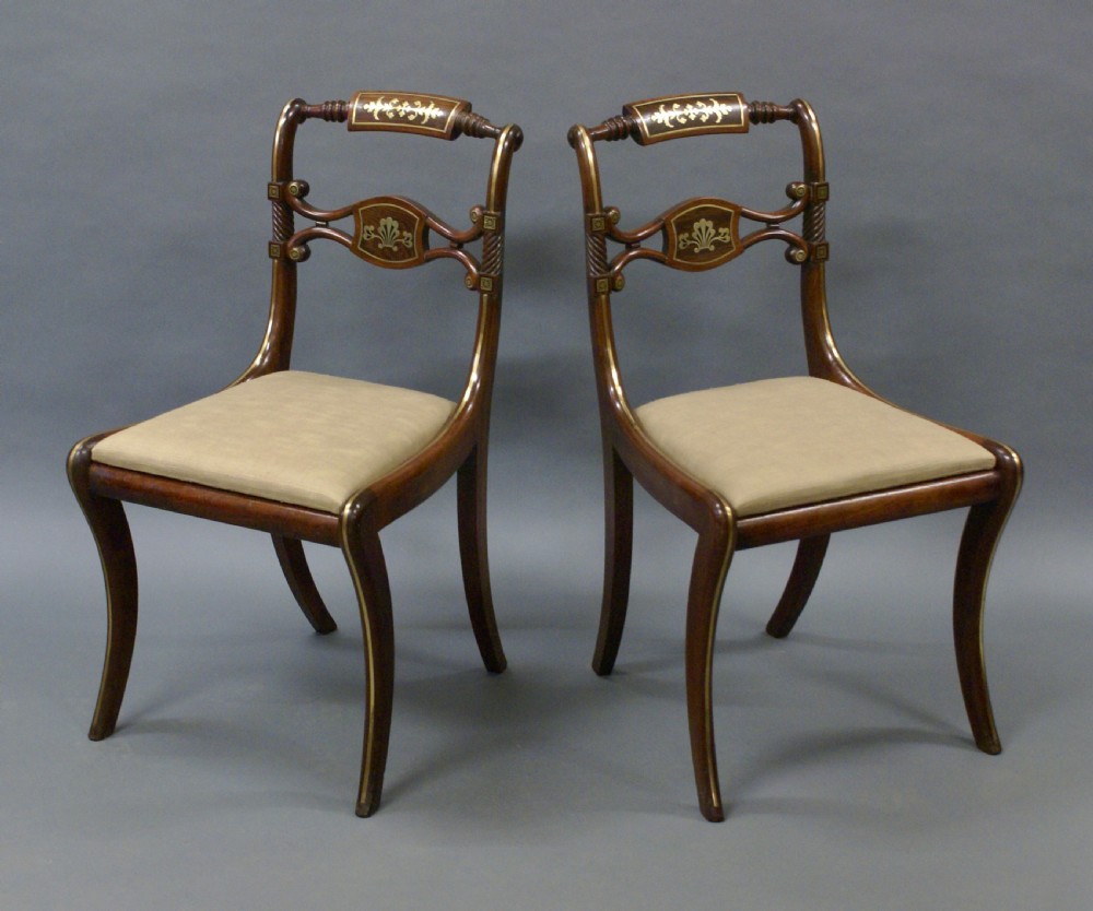A superb pair of Regency side chairs View V