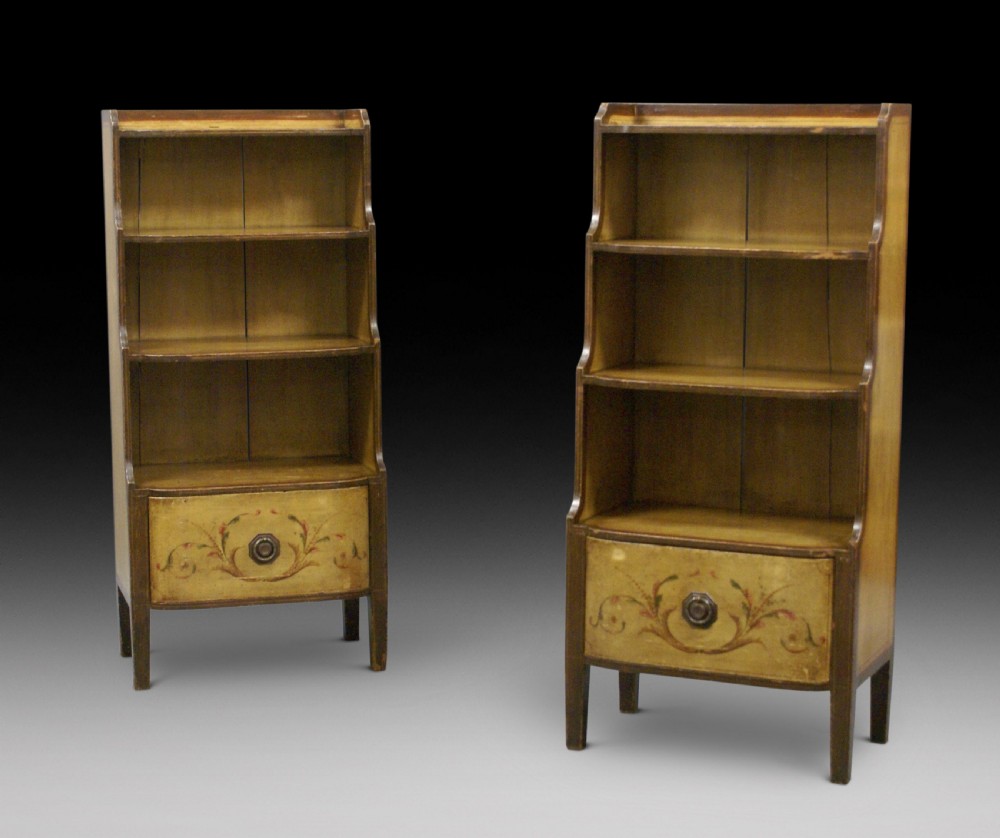 A rare pair of 19thC Scandinavian painted bookcases