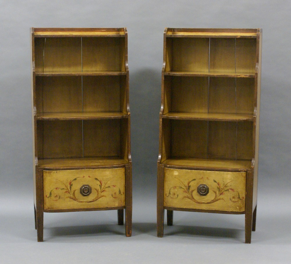A rare pair of 19thC Scandinavian painted bookcases View II