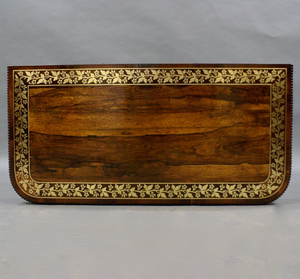 A Regency rosewood & brass inlaid card table View II