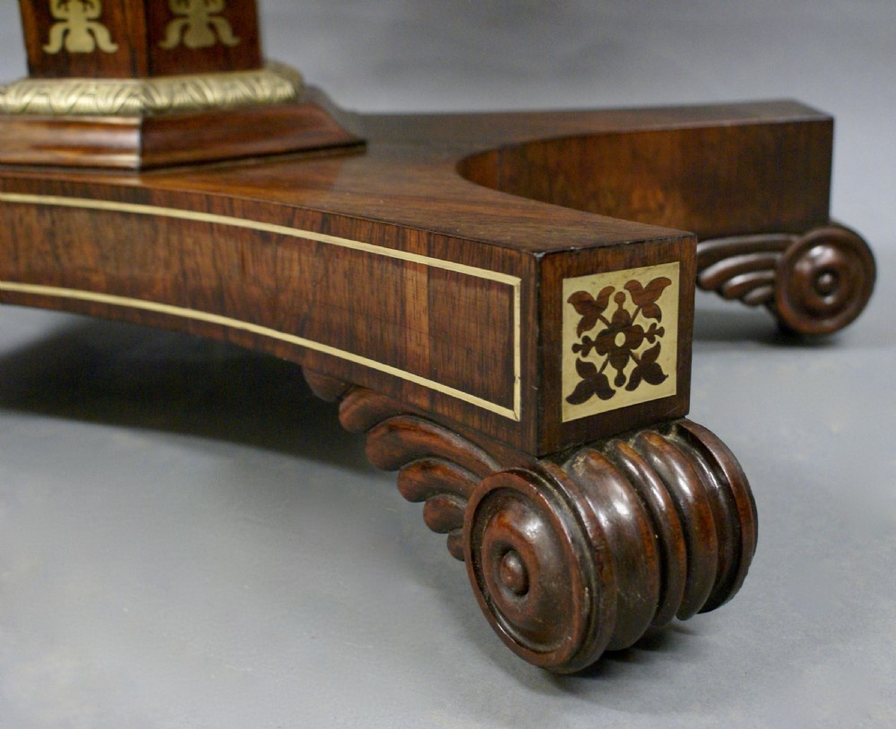 A Regency rosewood & brass inlaid card table View VI
