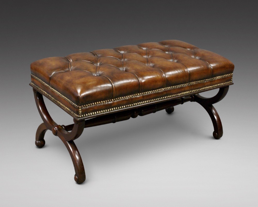 A William IV Mahogany X frame stool
