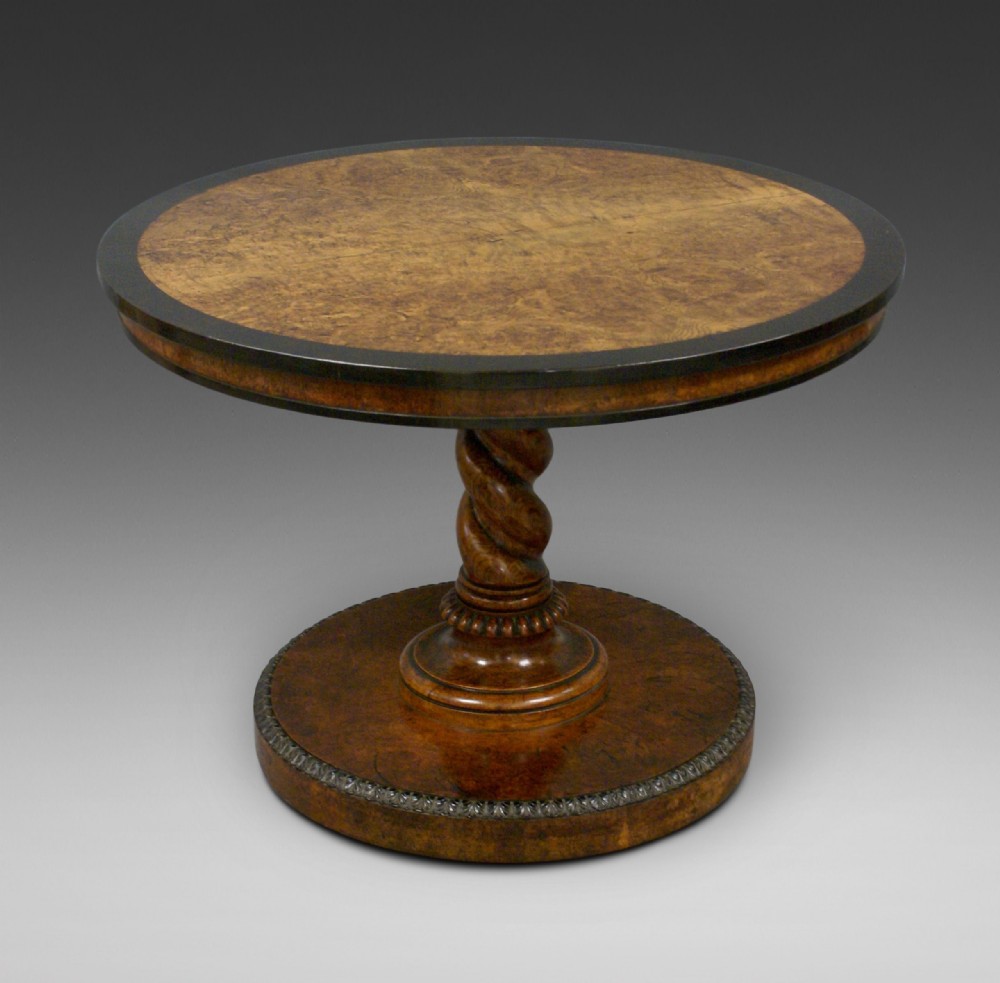 A rare pollard oak & ebony centre table