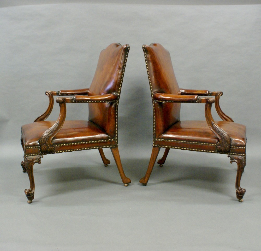 A Pair Of Chippendale Style Gainsborough Chairs View V
