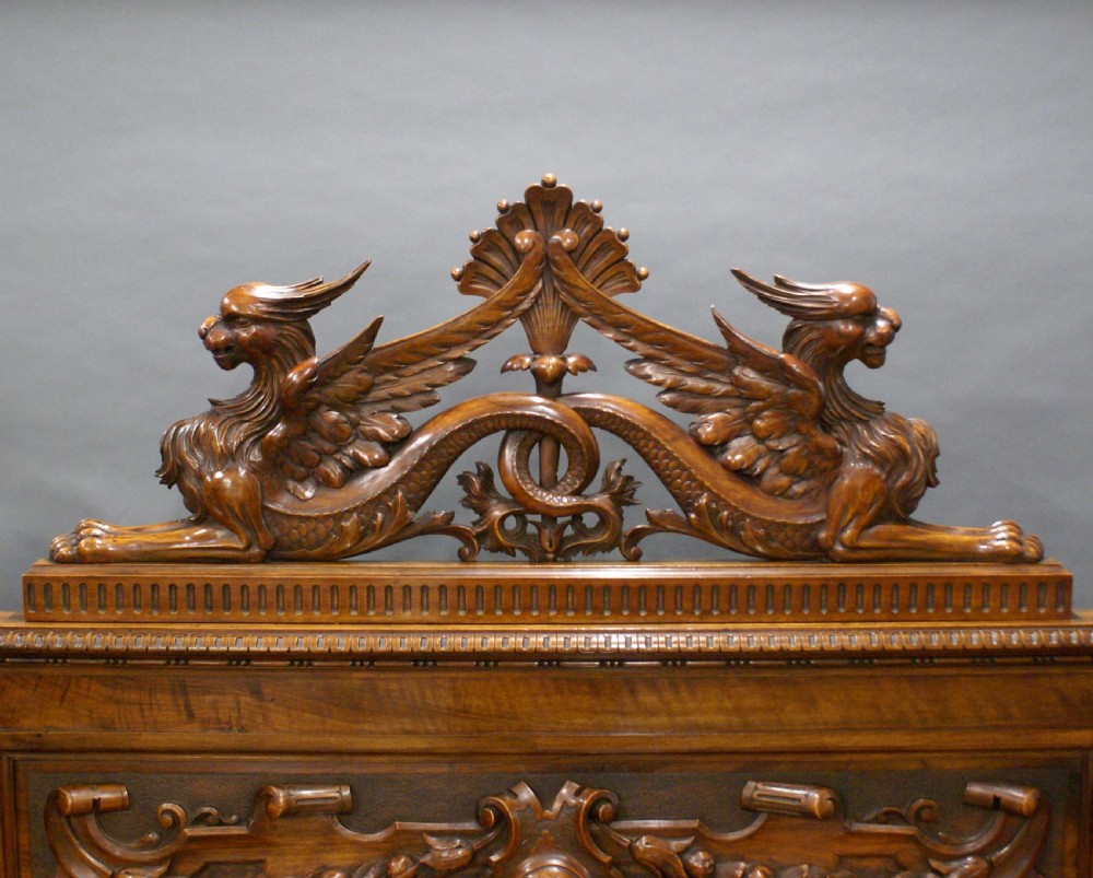 A carved walnut hall bench of exceptional quality View II