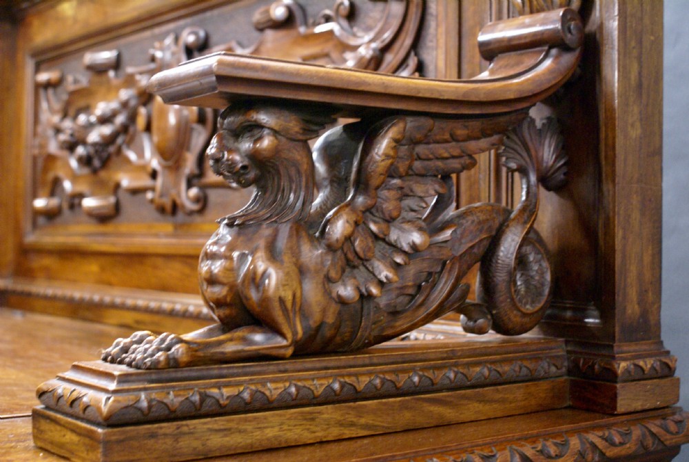 A carved walnut hall bench of exceptional quality View IV