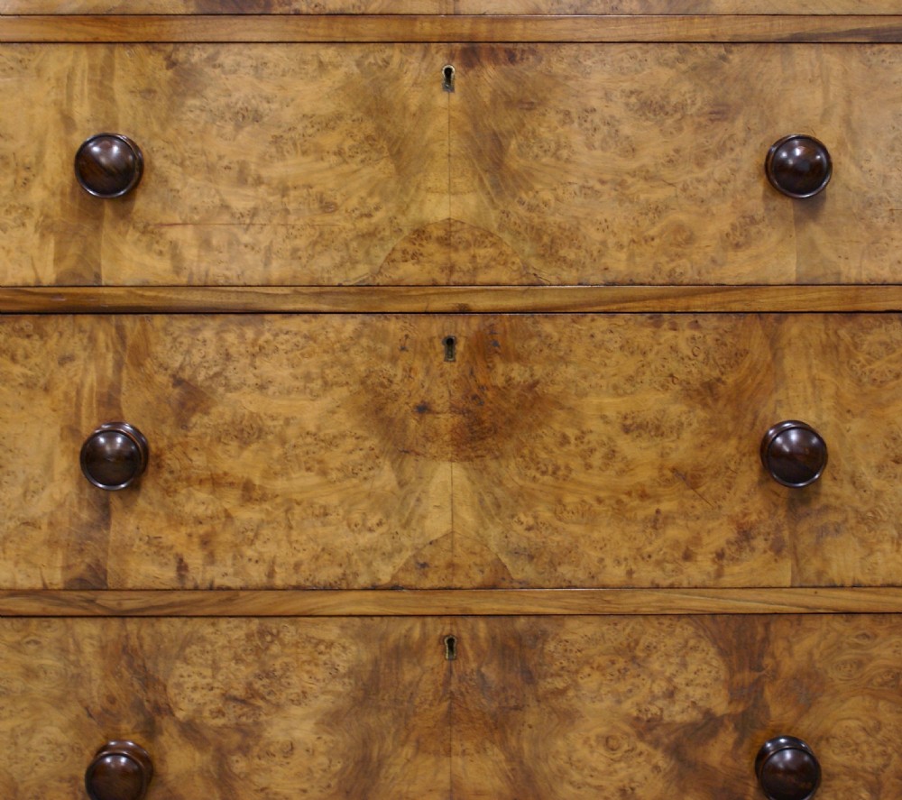A Quality Burr Walnut Victorian Chest of Drawers View V