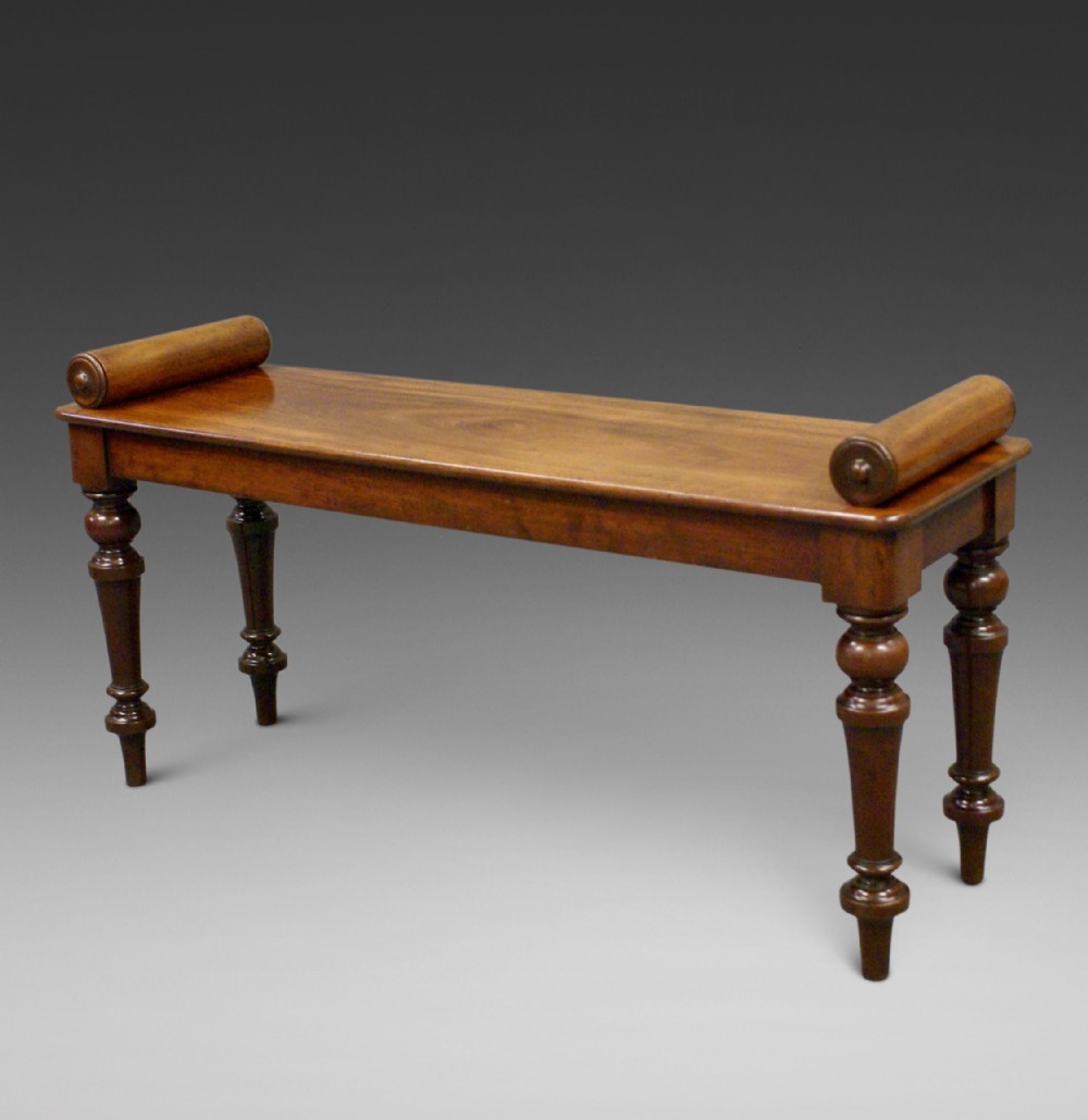 A Cuban mahogany window seat or hall bench