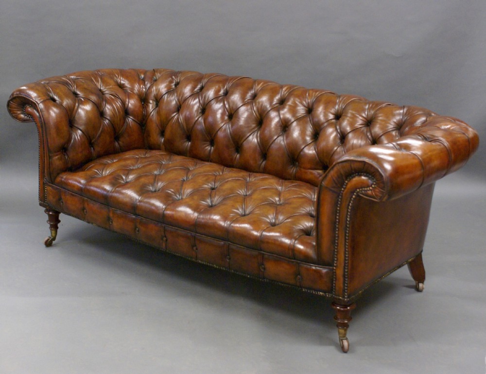 19th century leather Chesterfield View II