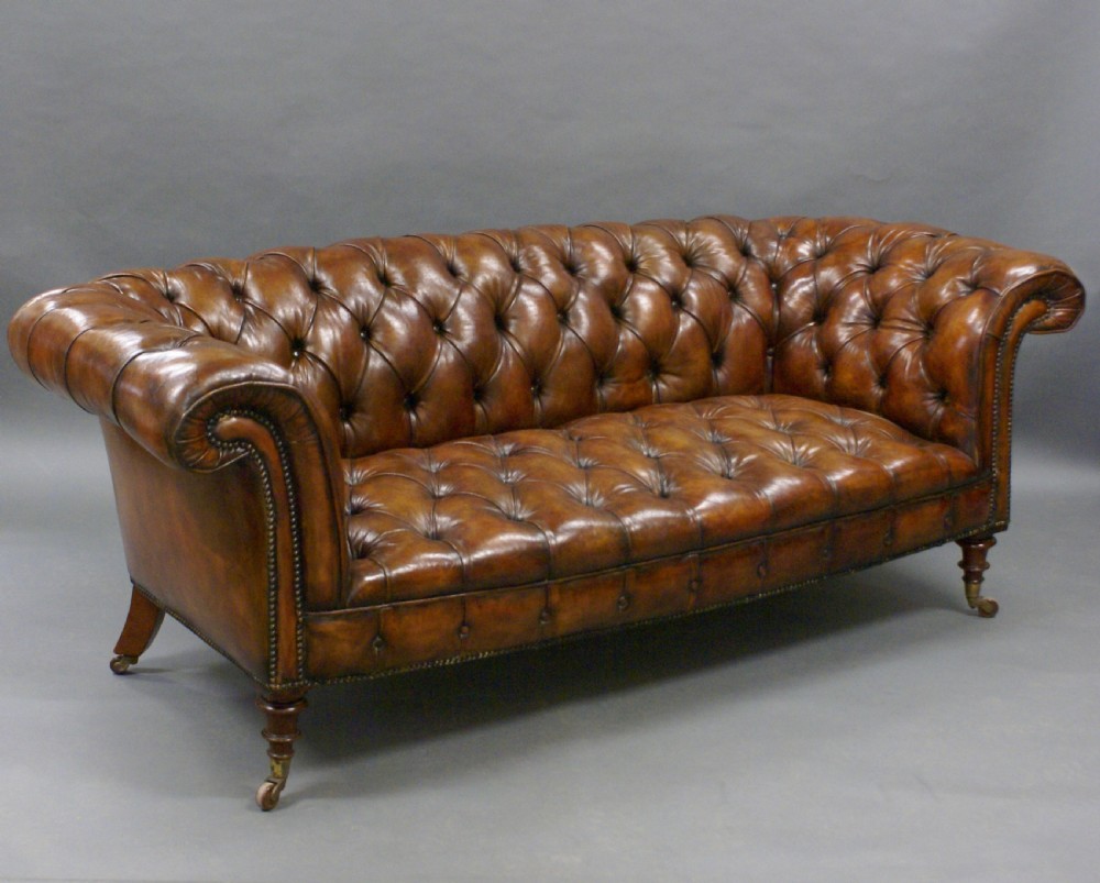 19th century leather Chesterfield View V