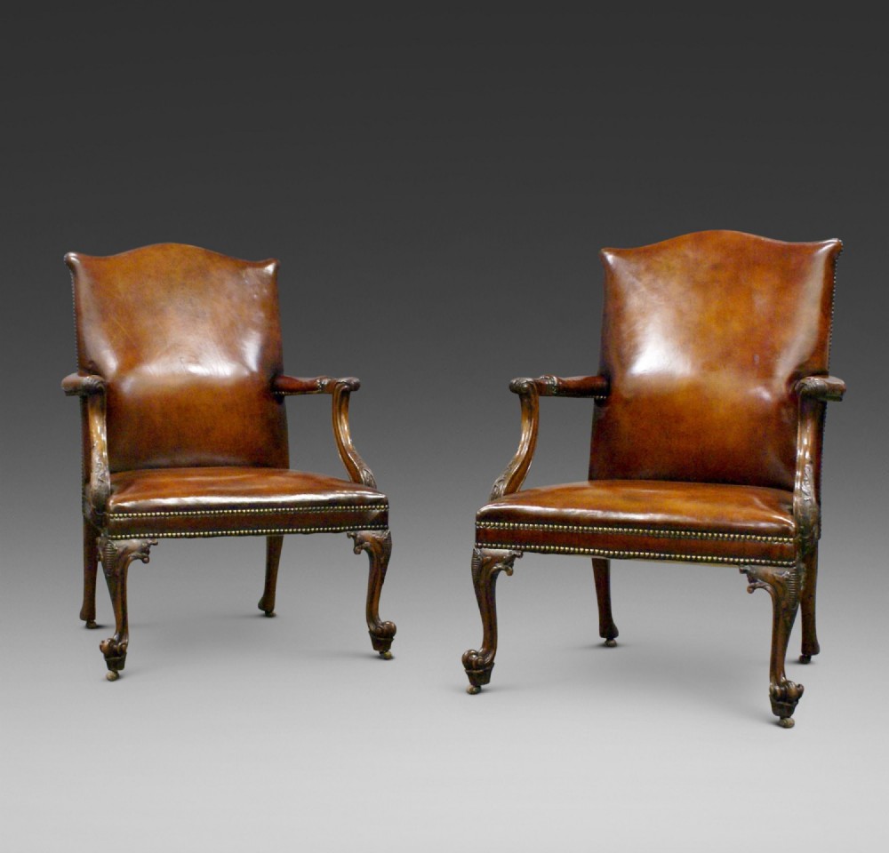 A Pair Of Chippendale Style Gainsborough Chairs