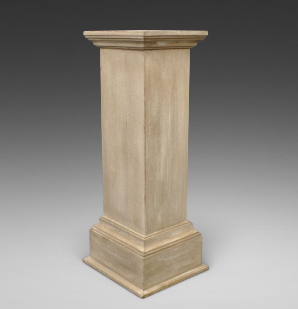Late 19thC limed hardwood pedestal.