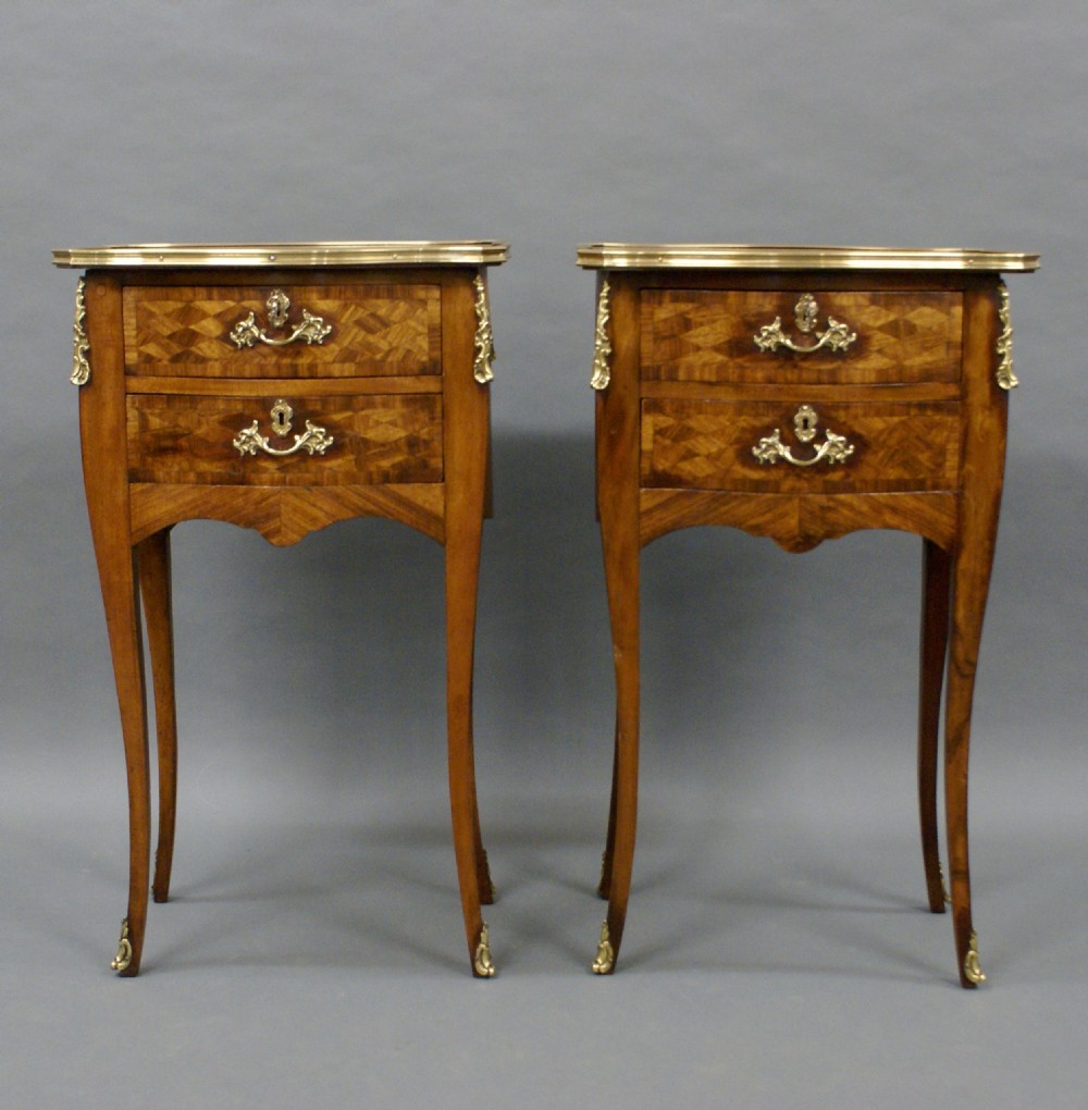 A fine pair of ormolu & parquetry side tables View III