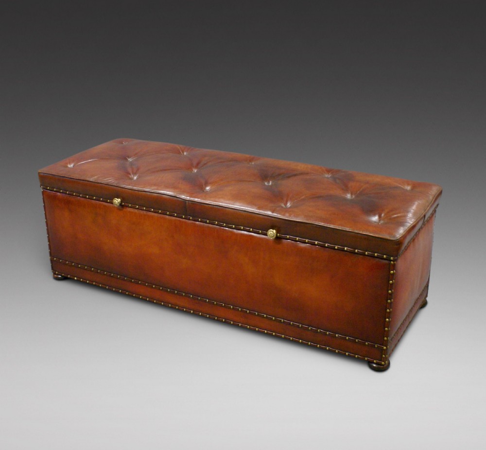 A very large Victorian leather ottoman