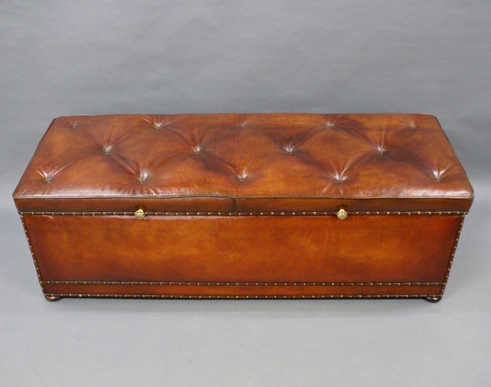 A very large Victorian leather ottoman View II
