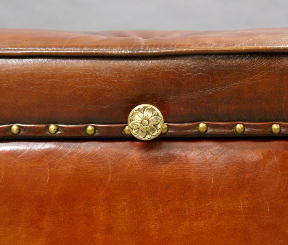 A very large Victorian leather ottoman View III