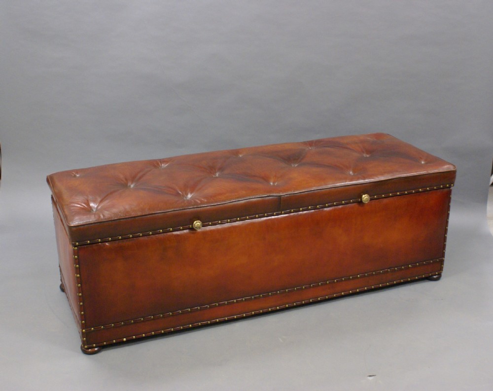 A very large Victorian leather ottoman View IV