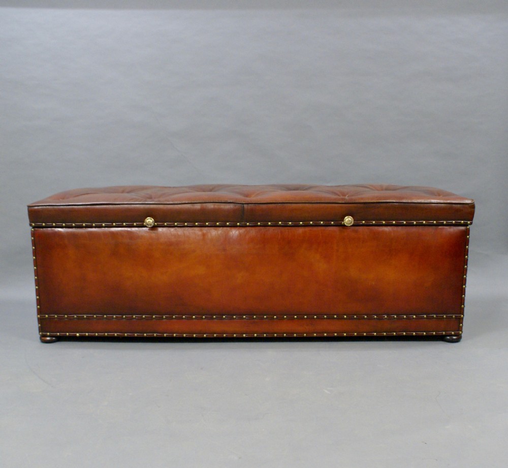 A very large Victorian leather ottoman View V