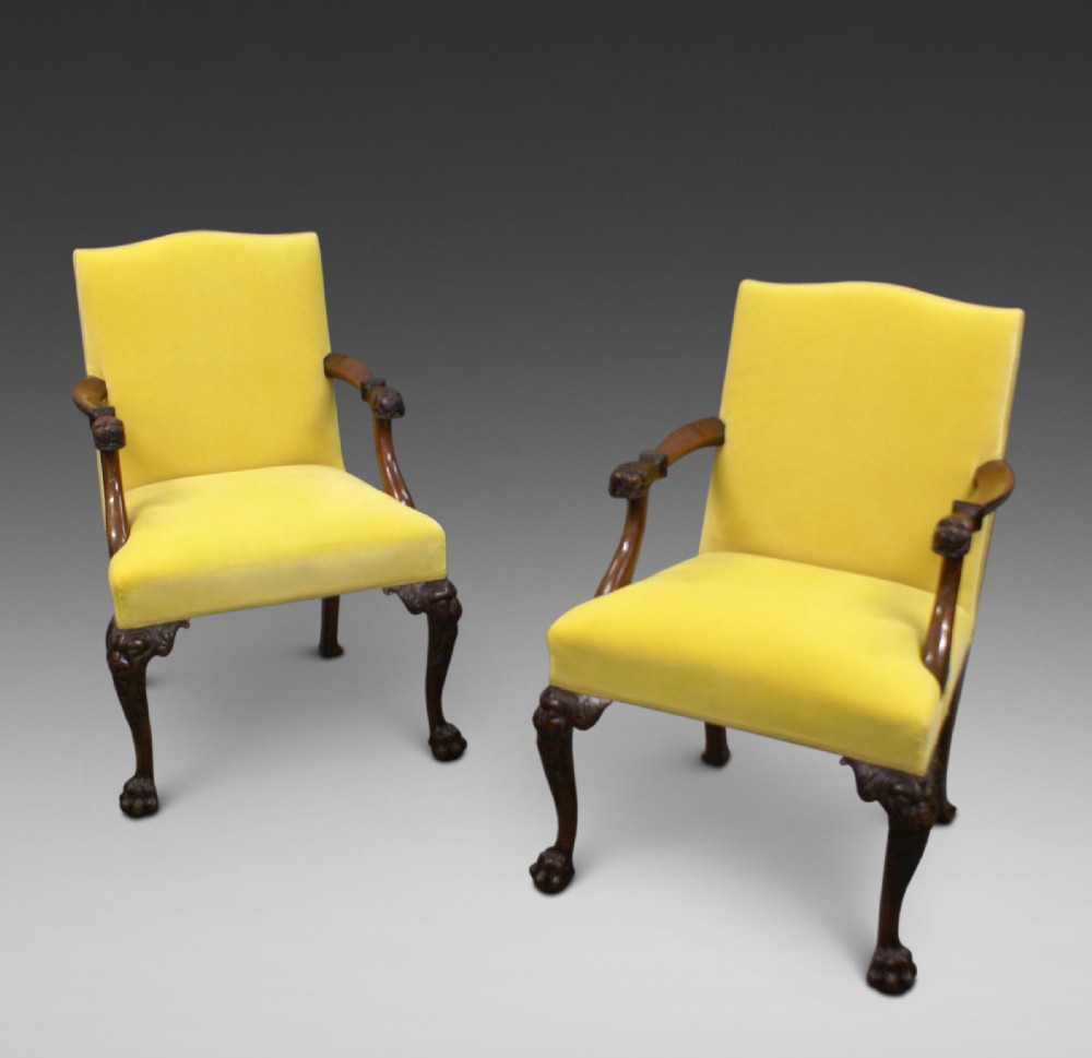 A pair of mahogany Gainsborough chairs