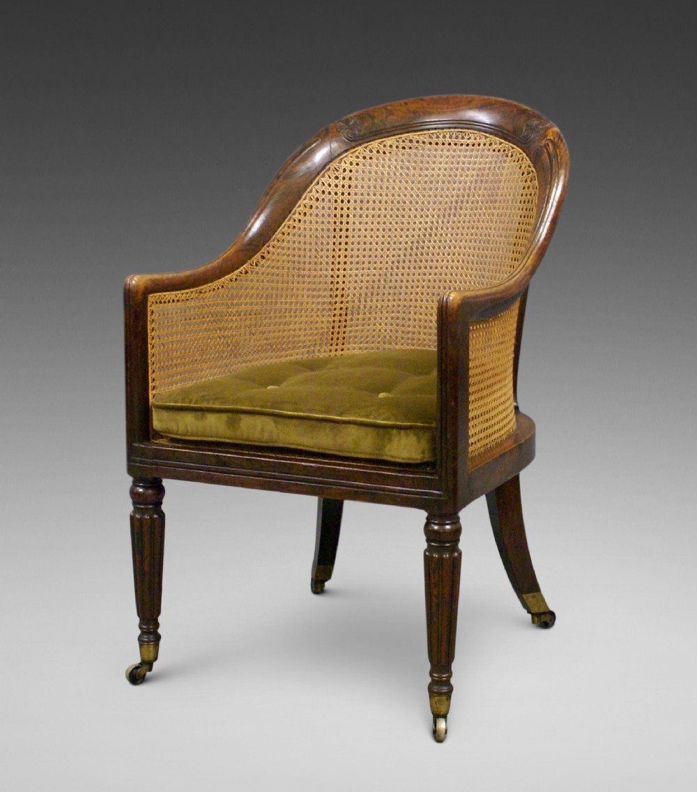 A fine Regency simulated rosewood bergere chair