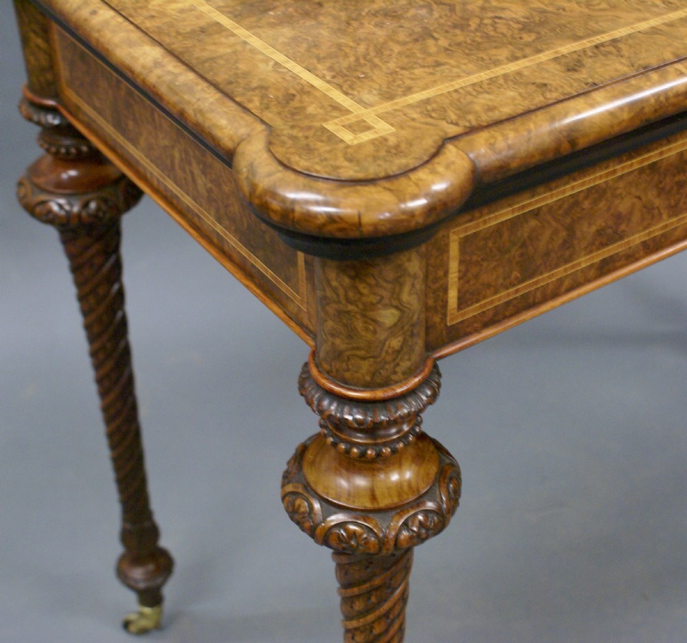 A good quality Victorian burl walnut card table View III