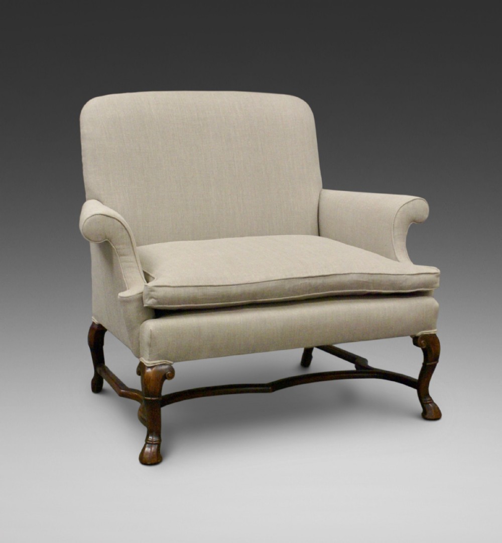 A very large 19thC walnut arm chair