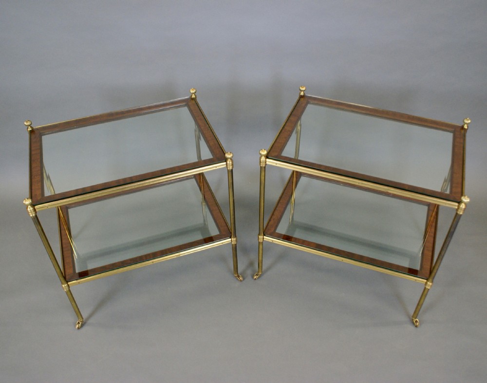 Pair of  1930's brass and glass side tables View III