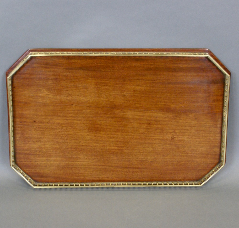 A mahogany and brass galleried tray View II