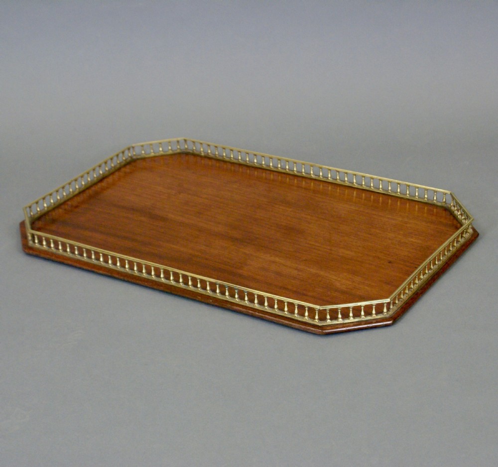 A mahogany and brass galleried tray View III